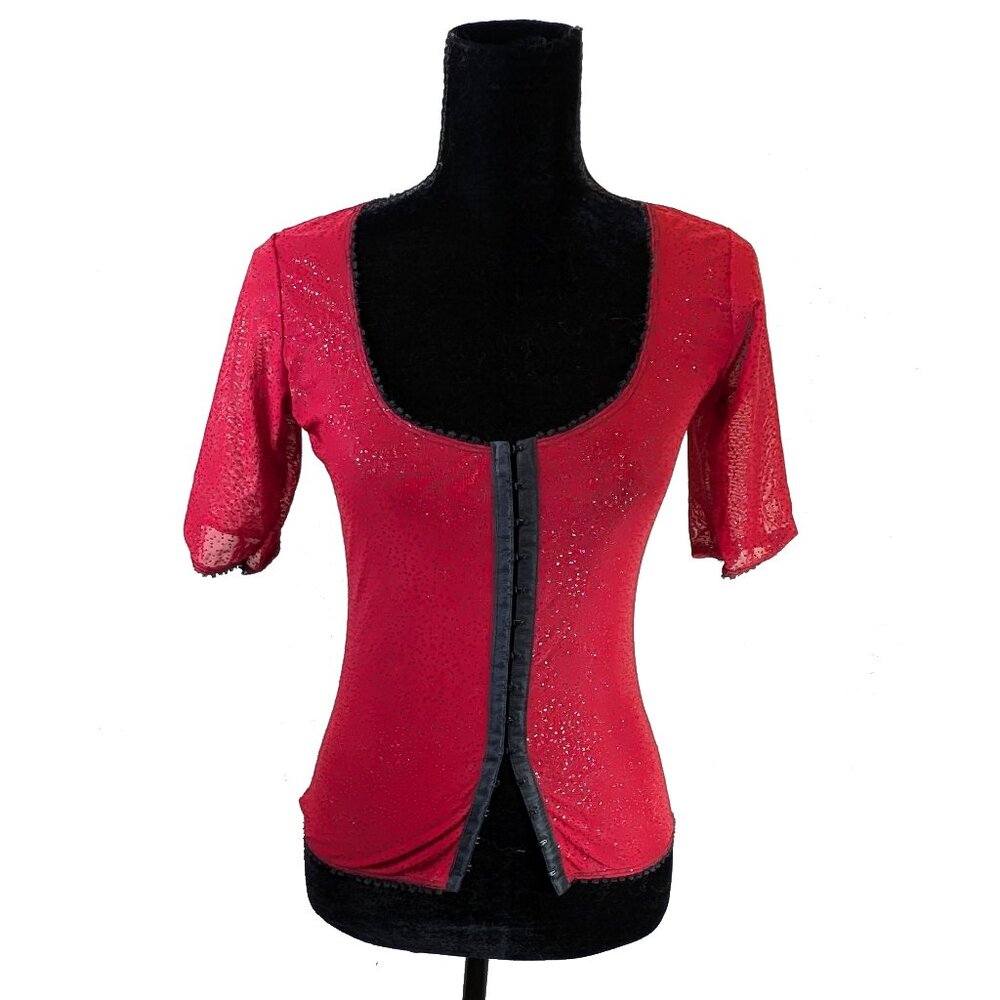 Sparkly Red & Black Top Front closure Size Medium Lucky 13